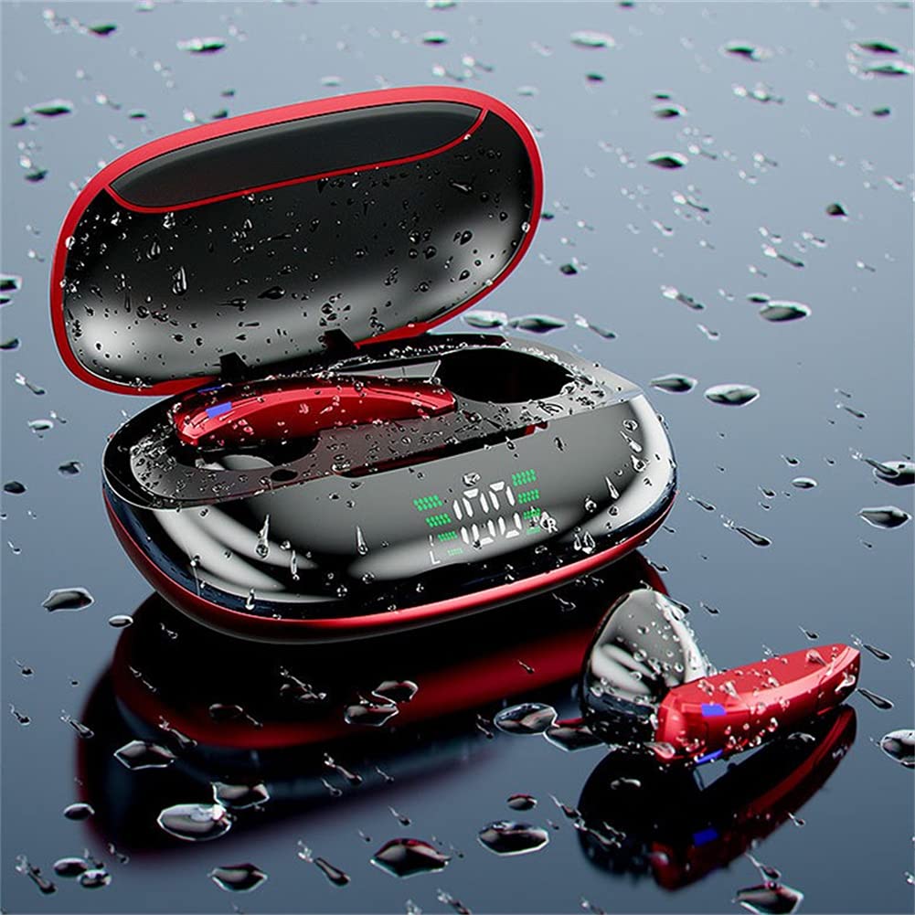 Tws Prawdziwe Bezprzewodowe Earbuds, 5.1 Słuchawki Bluetooth Słuchawki Słuchawki Wbudowany MIC, Wyświetlacz LED do pracy, Sport, Gra,Red