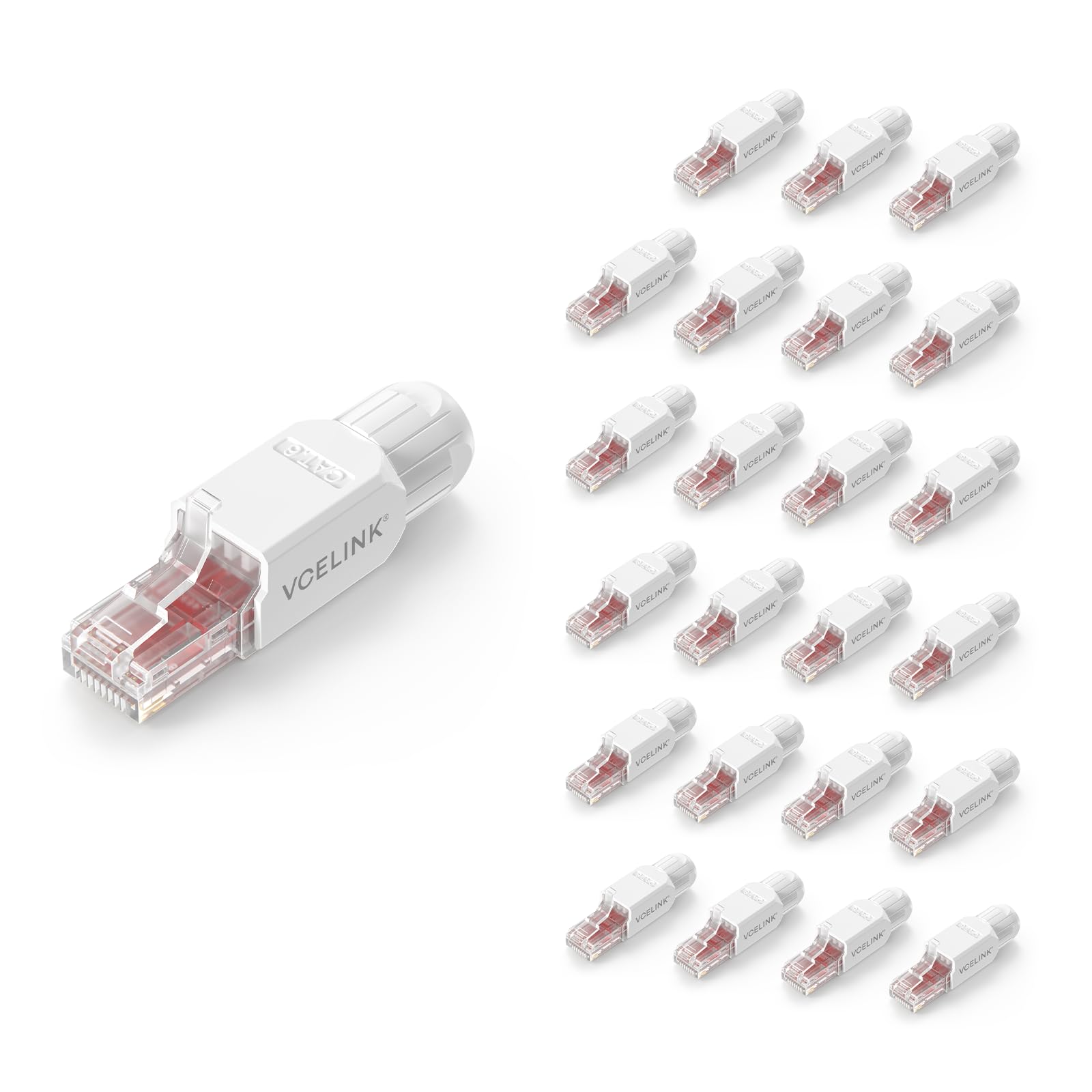 Amazon.com: VCELINK Cat6 Tool-Free RJ45 Connector 24-Pack, Gold