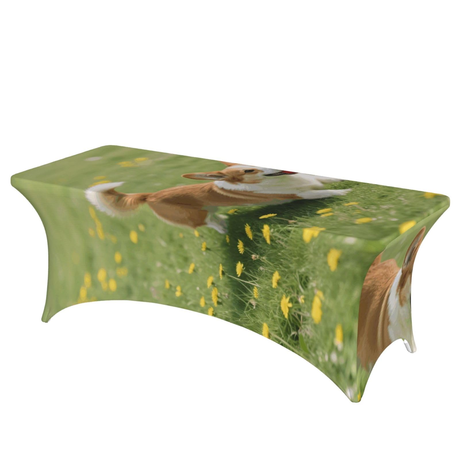 FekiLoot Corgi Spandex Tablecloth for Rectangular Tables, 6ft Decoration Elastic Fitted Tablecloth Stretch Table Cover Wrinkle Resistant Table Protector for Party Events Wedding Banquets