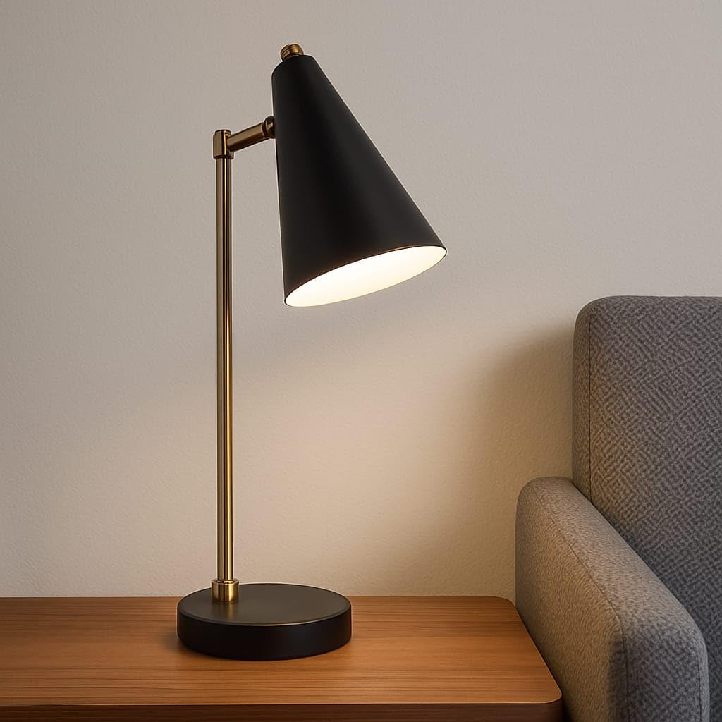 Sales Today Interiror Antique Brass & Matt Black Desk Lamp Industrial Bedside Table Lamp for Bedroom Living Room Vintage Lamps Home Office Decor Modern Desk Light for Nightstand Study Reading