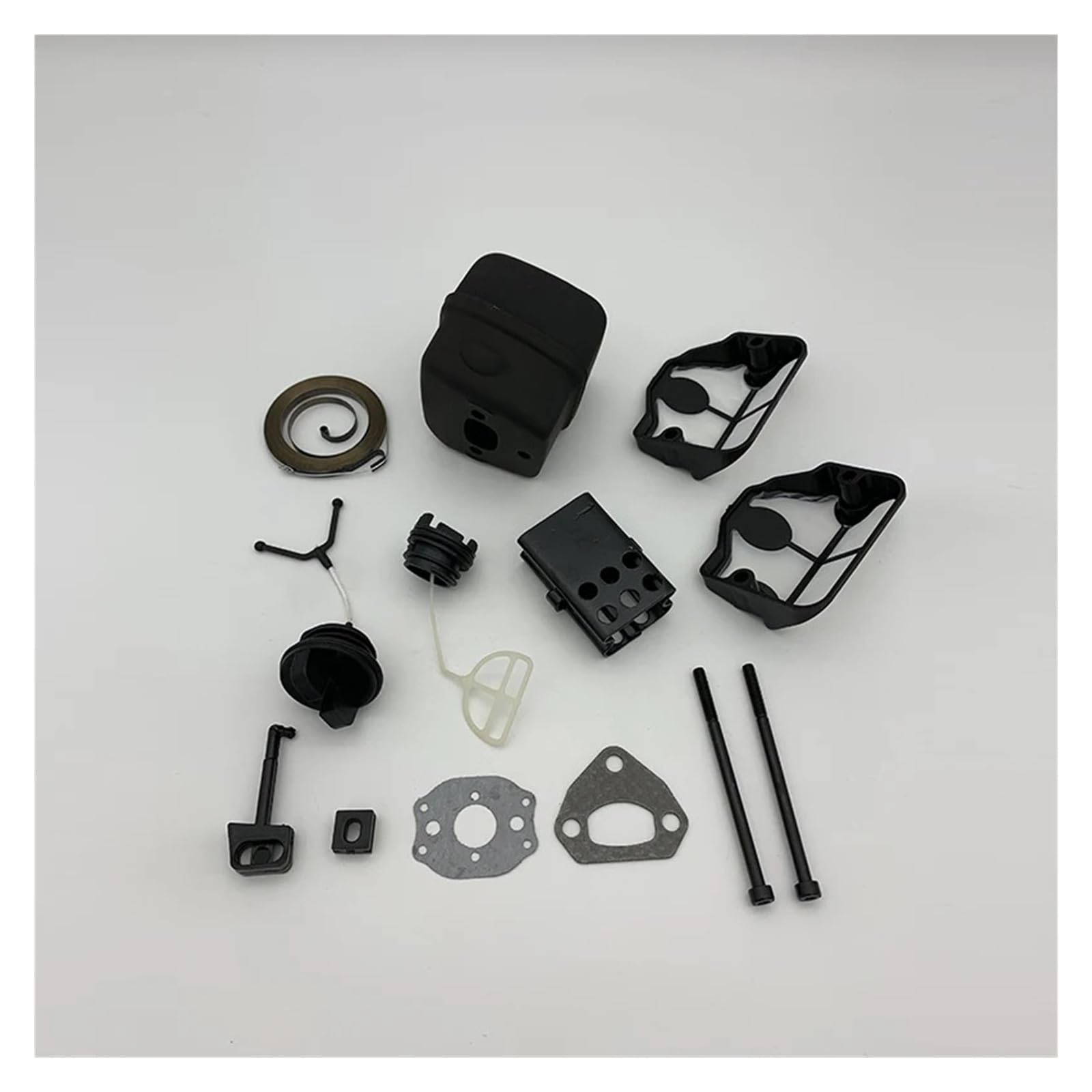 Apto para Husqvarna 137 142 137LE 142LE Recambios para motosierra de gas Perno de escape Filtro de aire Tapón de combustible Varilla del arrancador Polea de arranque