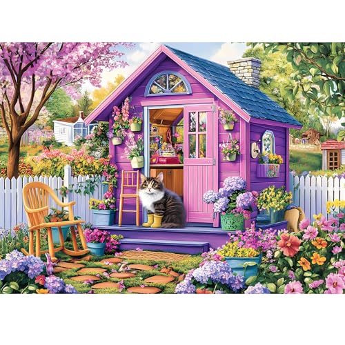 300 Piece Puzzles for Adults, Jigsaw Puzzles 300 Pieces for Adults Kids Ages 8-10 10-12 Spring Garden Puzzle Cat Jigsaw Puzzle 300 Pieces Puzzle Game...