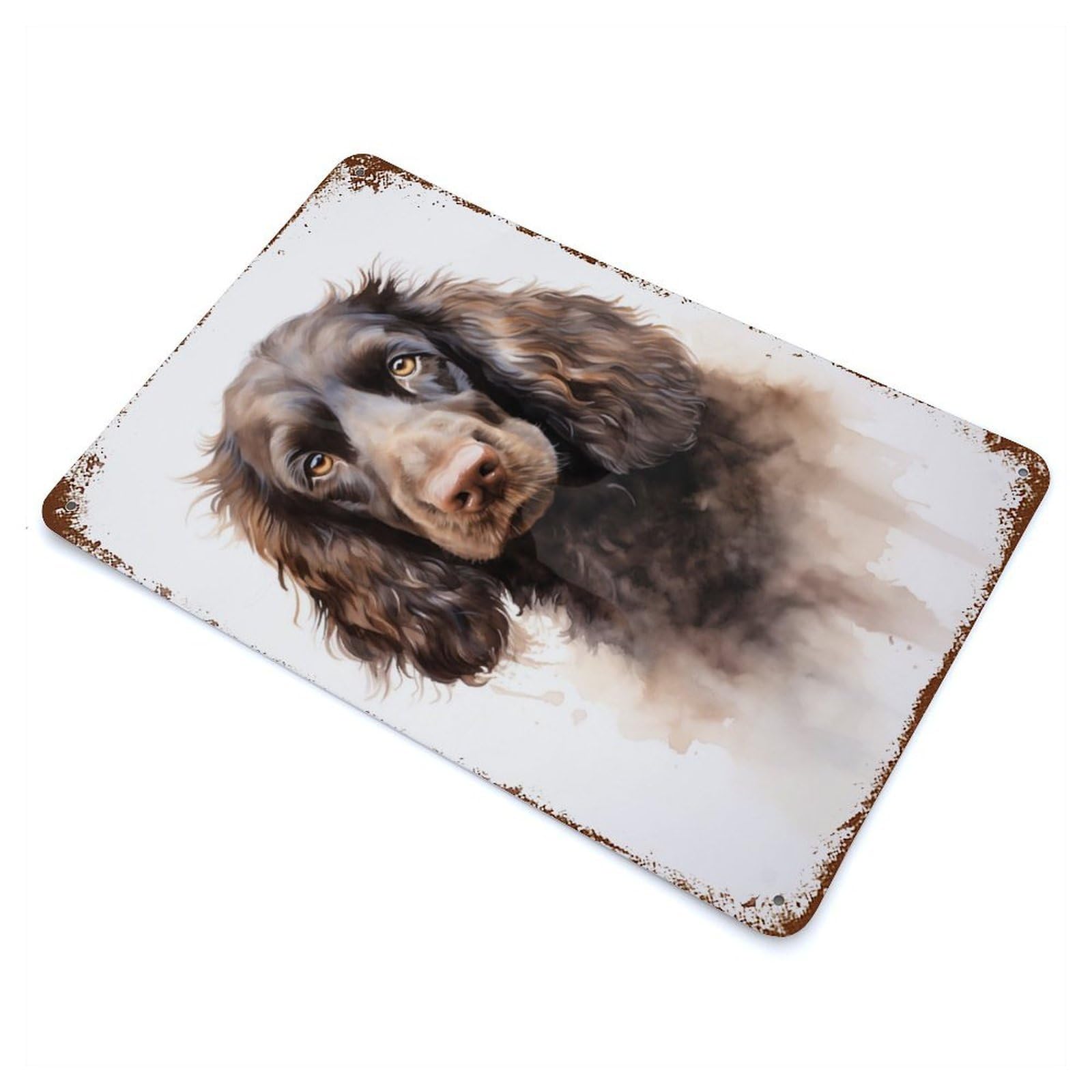 Irish Water Spaniel Dog 11.8"x7.9" Vintage Rust Metal Sign, Shabby Chic Decor for Garage, Bar And Workshop Decor