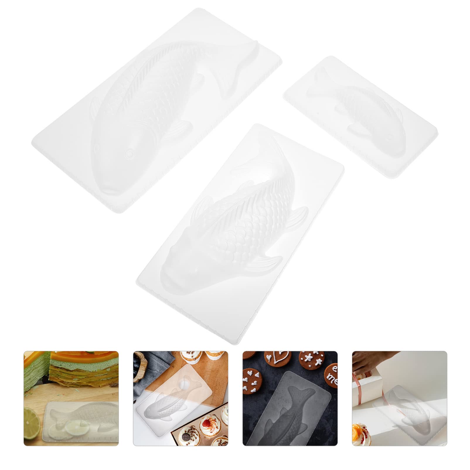 Angoily Moule Poisson Moules en Forme de Carpe de La Carpe 3D de de Gateau D' Gateau Paillon Antiadhésif Bricolage Jelly Poisson