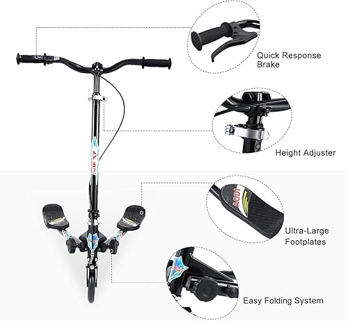 Miniatura 2 de AODI Scooter plegable de 3 ruedas para niños, scooter plegable con ruedas LED ajustables y 2 ruedas traseras para niños y niñas de 3 a 8 años