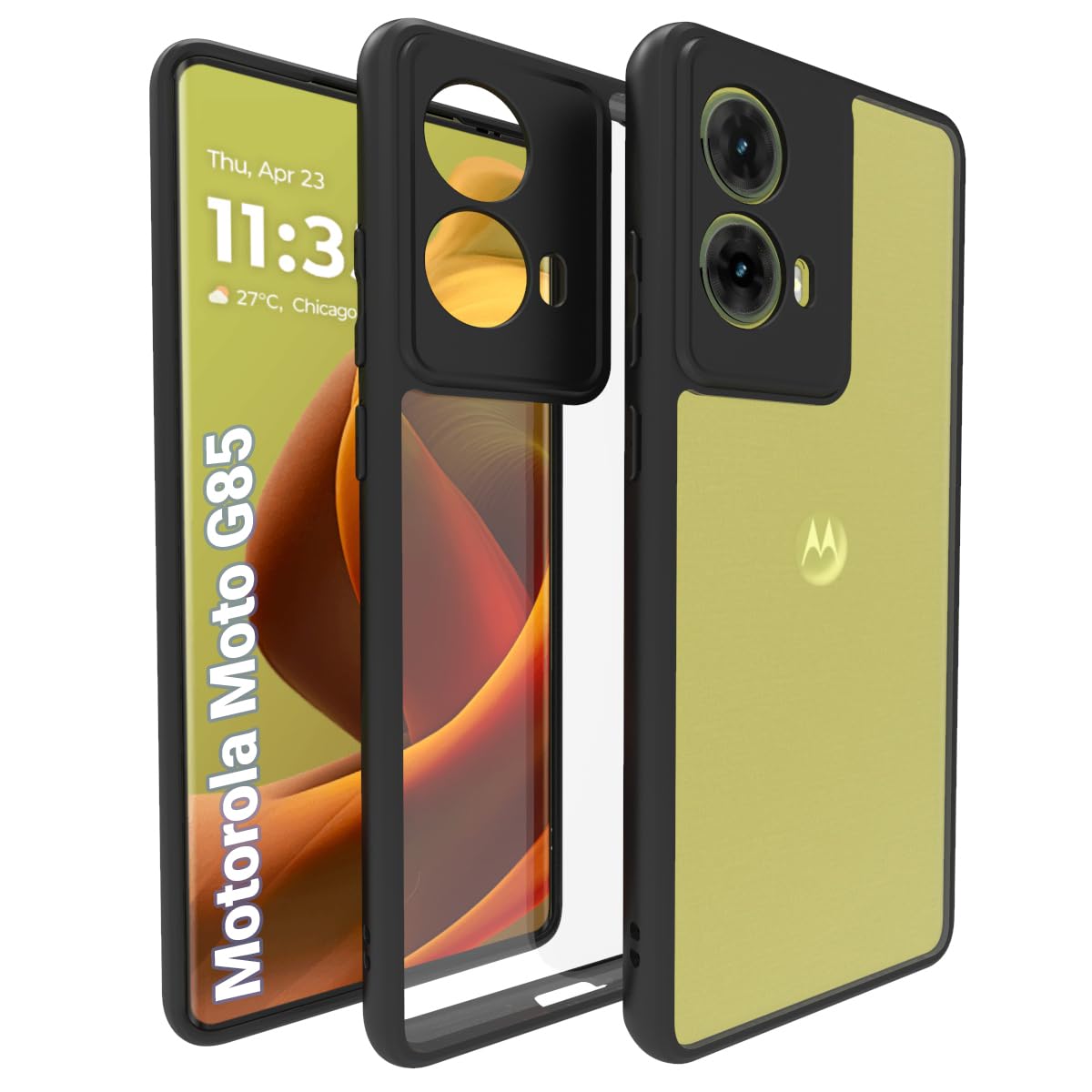 RIGGEAR Shockproof Sleek Hybrid Armor Back Cover Case Compatible with Motorola Moto G85 5G (Clear PC + Black TPU Bumper) (B0D9FXP24Z) Amazon Price History, Amazon Price Tracker
