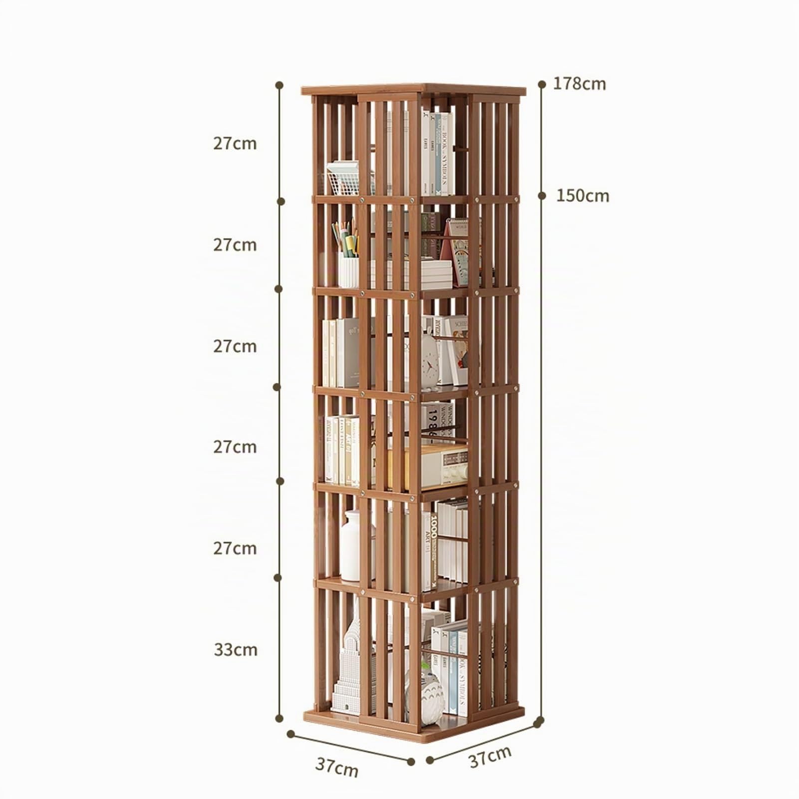 Estantería giratoria, estantería giratoria de bambú de 360°, organizador de esquina para sala de estar, estantería giratoria de almacenamiento, almacenamiento de varios niveles, almacenamient