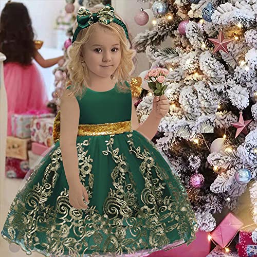 Cmmchaah Little Baby Girls Christmas Dresses Kids Toddler Formal Easter Ball Gown Birthday Pageant Dress (Dark Green,100) #TOP4