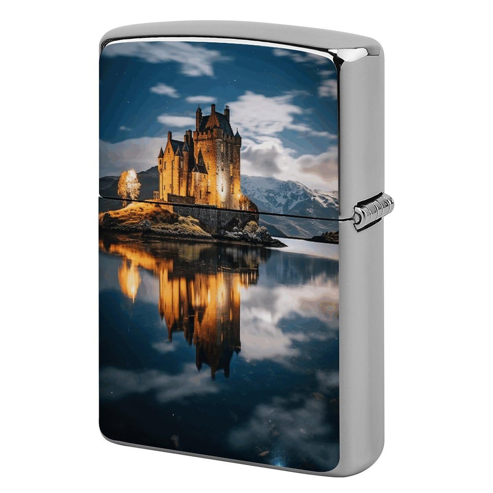 Btcowzrv Style A Castle By The Lake Metal Lighter Case Sleeve Cover Holder
