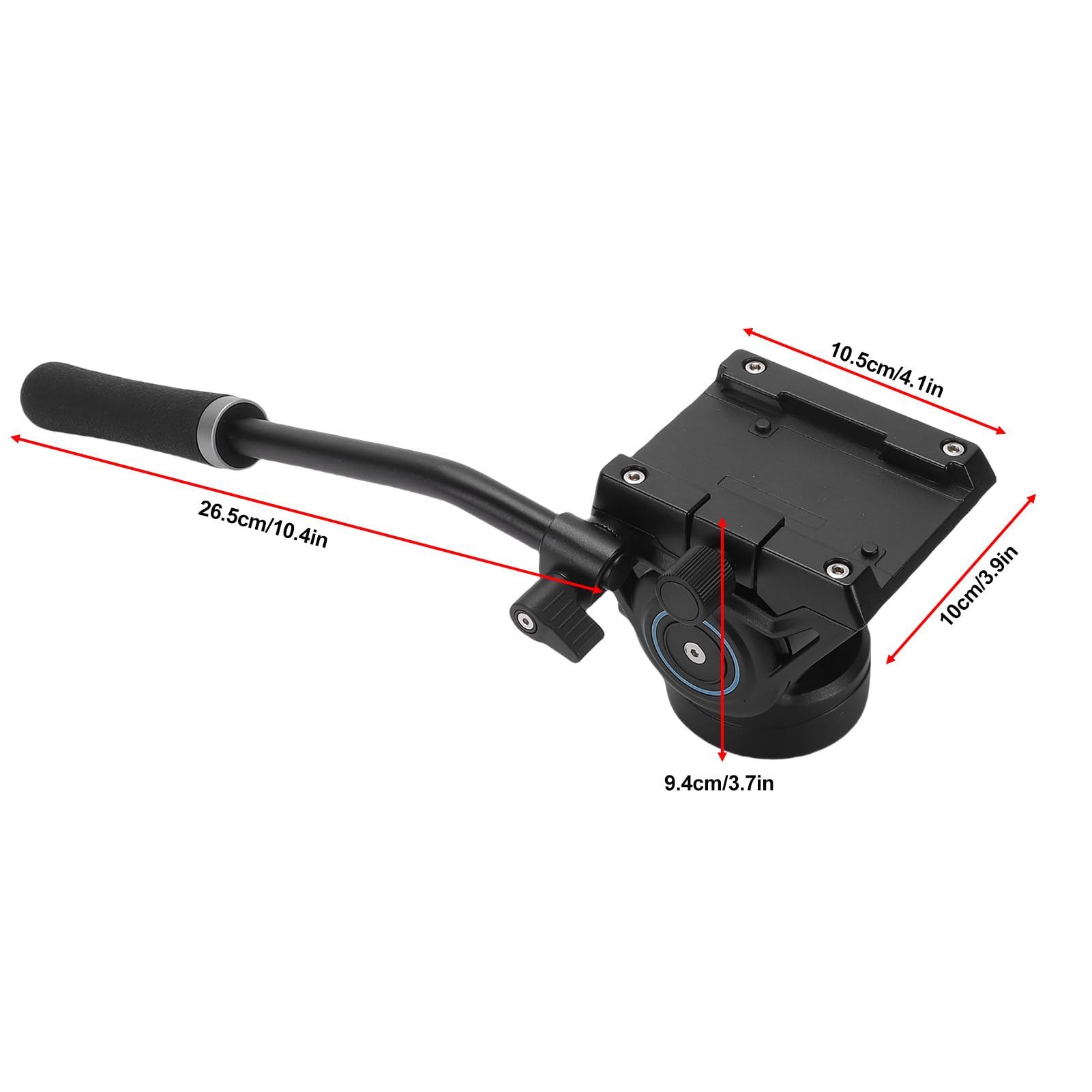 Jectse Testa per Treppiede con Smorzamento Idraulico Professionale, Lega di Alluminio Leggera con Piastra a Sgancio Rapido e Montanti Antiscivolo, per Fotocamere DSLR, Fotocamere