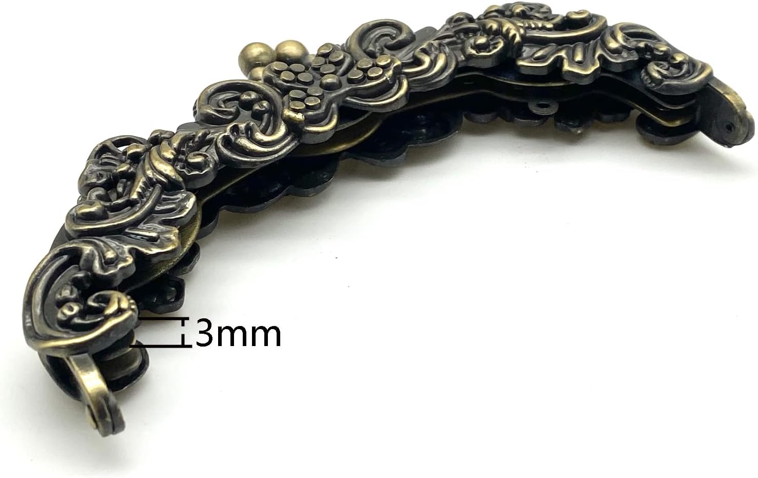 3dancraftit Vintage Fancy Zinc Alloy Emboss Screw on Kiss Clasp Lock Coin Purse Pouch Bag Clutch Frame 5" x 2 3/16" / 12.5cm x 5.5cm Anti Bronze D32