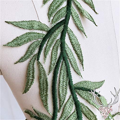 Leaves Vine Lace Applique Green Forest Lace Appliques Lace Motif Trims Embroidery Sewing Patches For Craft Projects (1 Mirror Pair,Green) #TOP4
