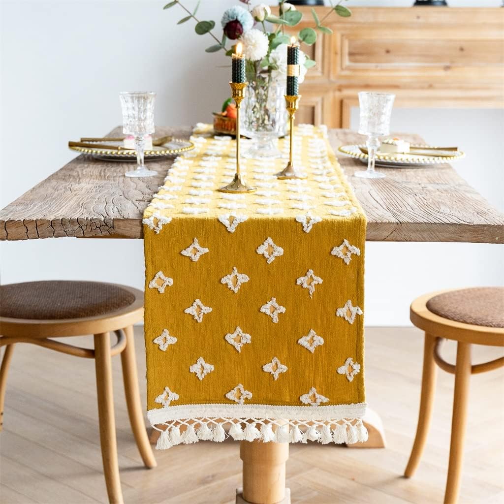 Cross Tassel Rectangular Table Cloth Dining Table Side Shoes Cabinet Cover Towel Decorative Table Flag(30 * 140cm)