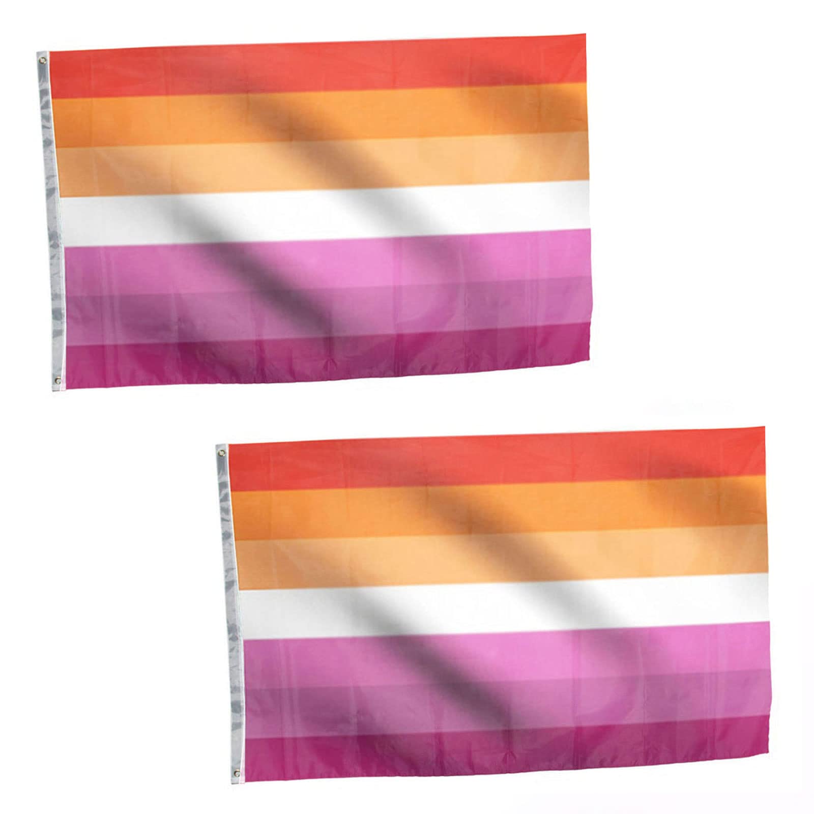 MOGADEE® Lesbian Flag 2 pieces, 90x150cm Lesbian flag, Lesbian Pride Flag, Lesbian flag suitable for indoor and outdoor LGBTQ events, parades and decorations