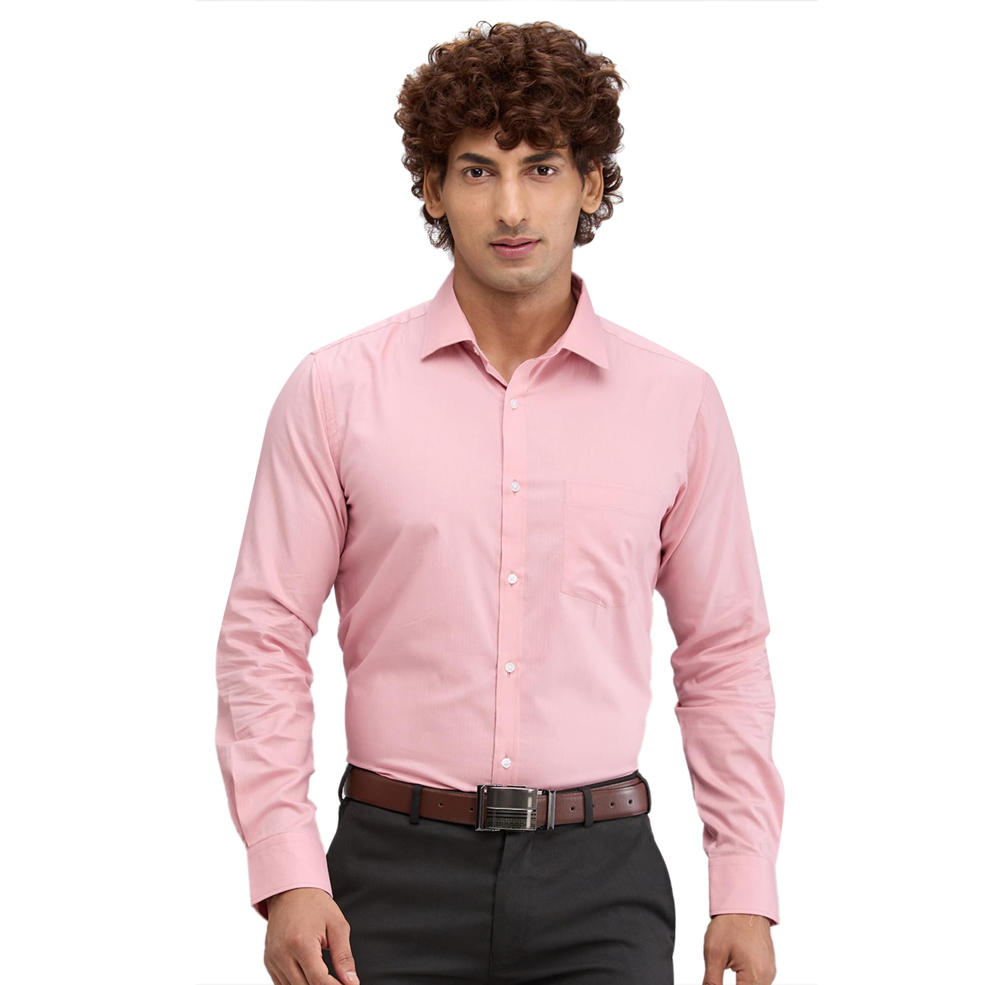 Men Pure Cotton Slim Fit Structure Pattern Semi Cutaway Collar Formal Shirt-image-9