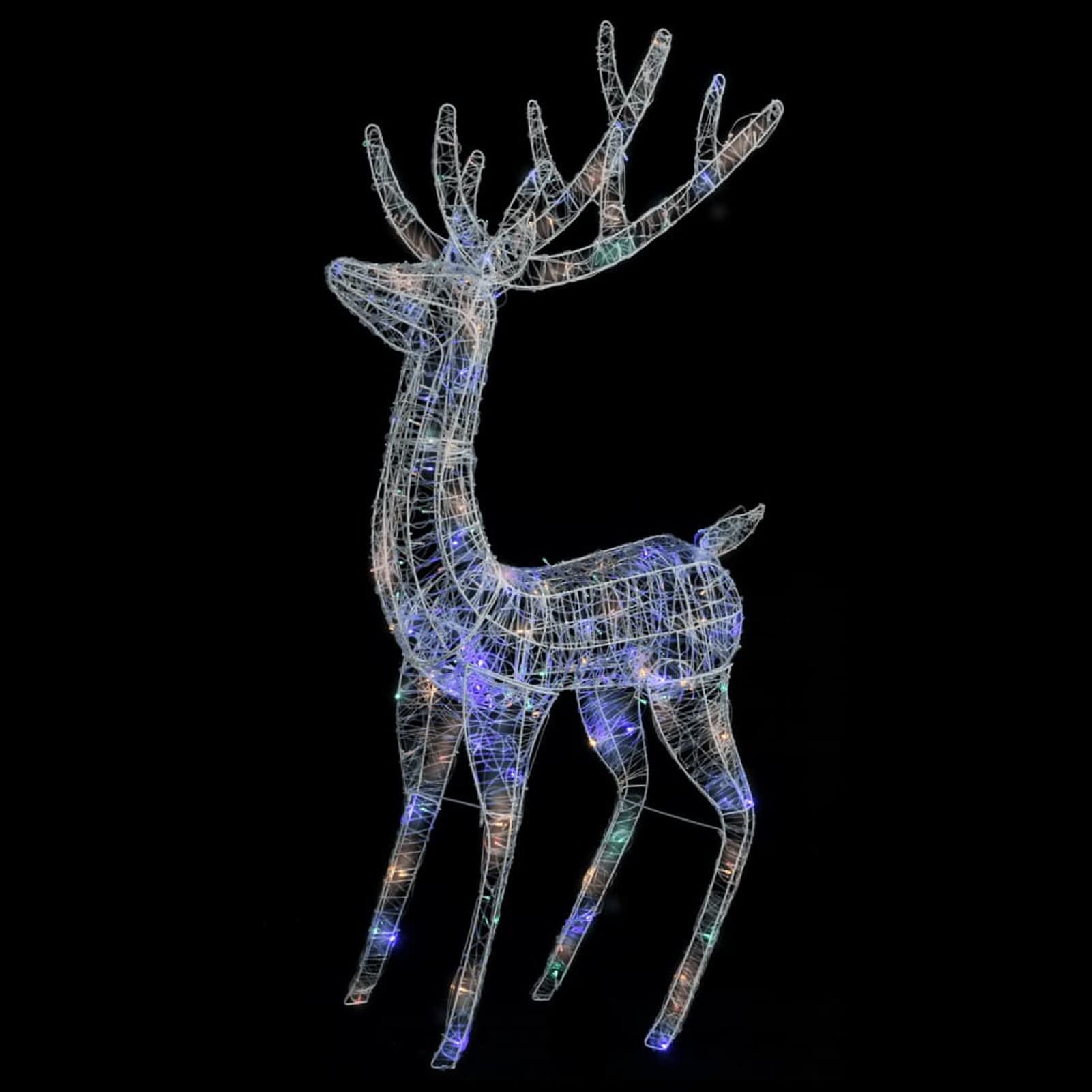 Tidyard Rentier Weihnachtsbeleuchtung, LED Rentier Familie Weihnachtsdeko, LED Leuchtfiguren Rentiere mit Schlitten, Acryl 160 LEDs Mehrfarbig