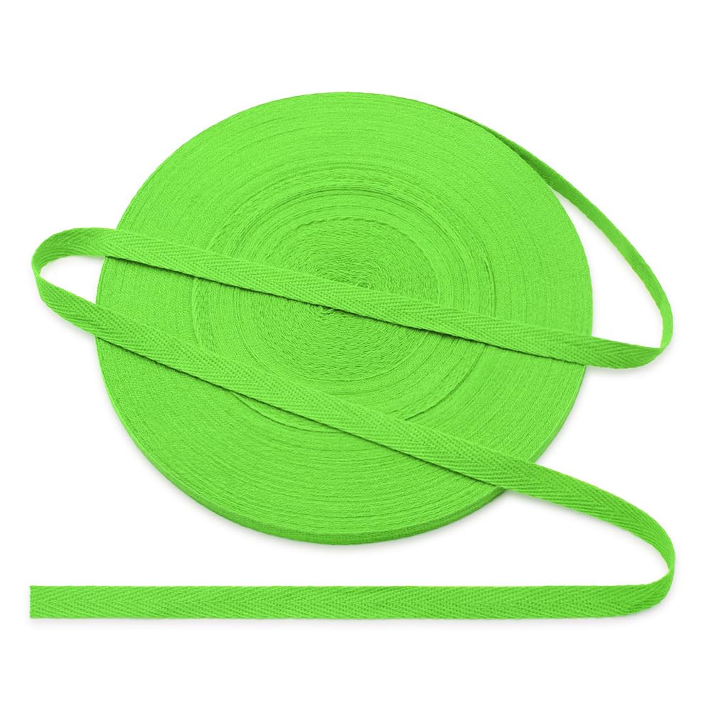 Jamsinmu Cotton Bias Binding Tape 10 mm, Herringbone Tape Cotton Tape with Herringbone Pattern, Cotton Strap Tape 10 mm, Cotton Ribbon 1 cm, Light Green C207, 45 Yards