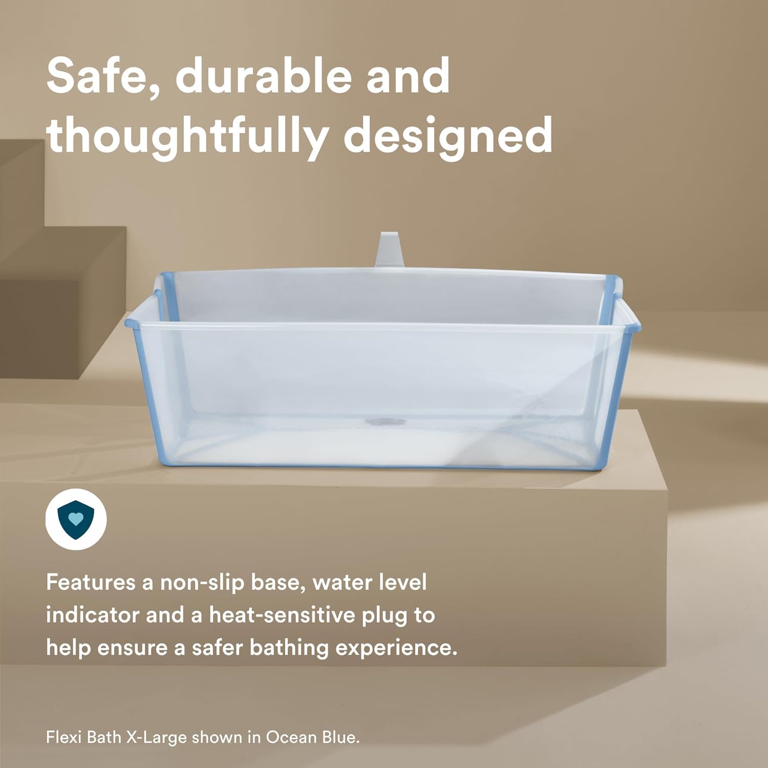 Stokke Flexi Bath X-Large, Ocean Blue faltbare Babybadewanne – leicht, langlebig und einfach zu verstauen – praktisch für zu Hause oder auf Reisen – von 0 bis 6 Jahren