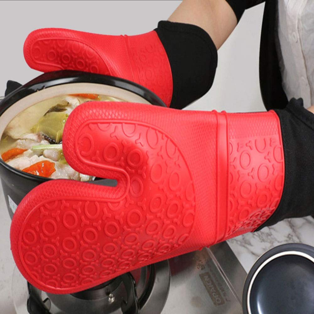 RajoNN Un Paio di Guanti Resistenti al Calore Guanti da Forno in Silicone Guanti da Barbecue Guanti da microonde per Barbecue Guanti Antiscivolo da Forno Guanto da Ispessimento