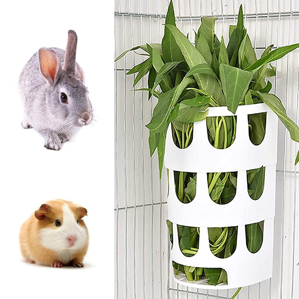 2 Stück Gras-Futterstation, Heufutterstation, Heufutterstation für Kaninchen, Futterspender, Futternapf aus Kunststoff, tragbar, für Meerschweinchen, Chinchilla, Hamster, Kaninchen