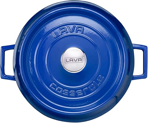Miniatura 7 de LAVA Horno holandés de hierro fundido de 7 cuartos de galón olla de horno holandés de forma redonda multiusos con tres capas de esmalte recubiertas