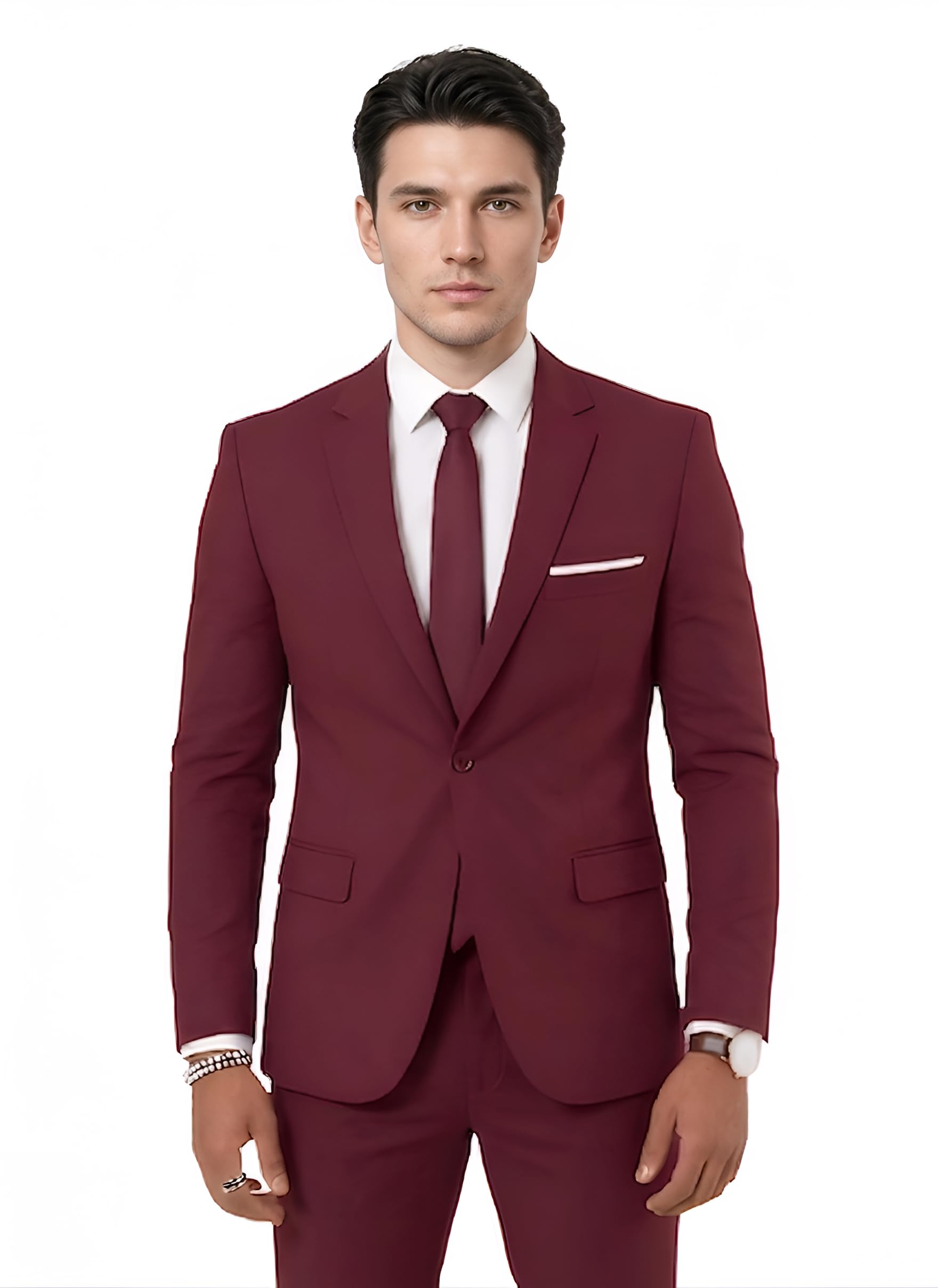 darbar in Men's Slim Fit Maroon Blazer, Single Button, Notch Lapel, Summer Coat-picture-12