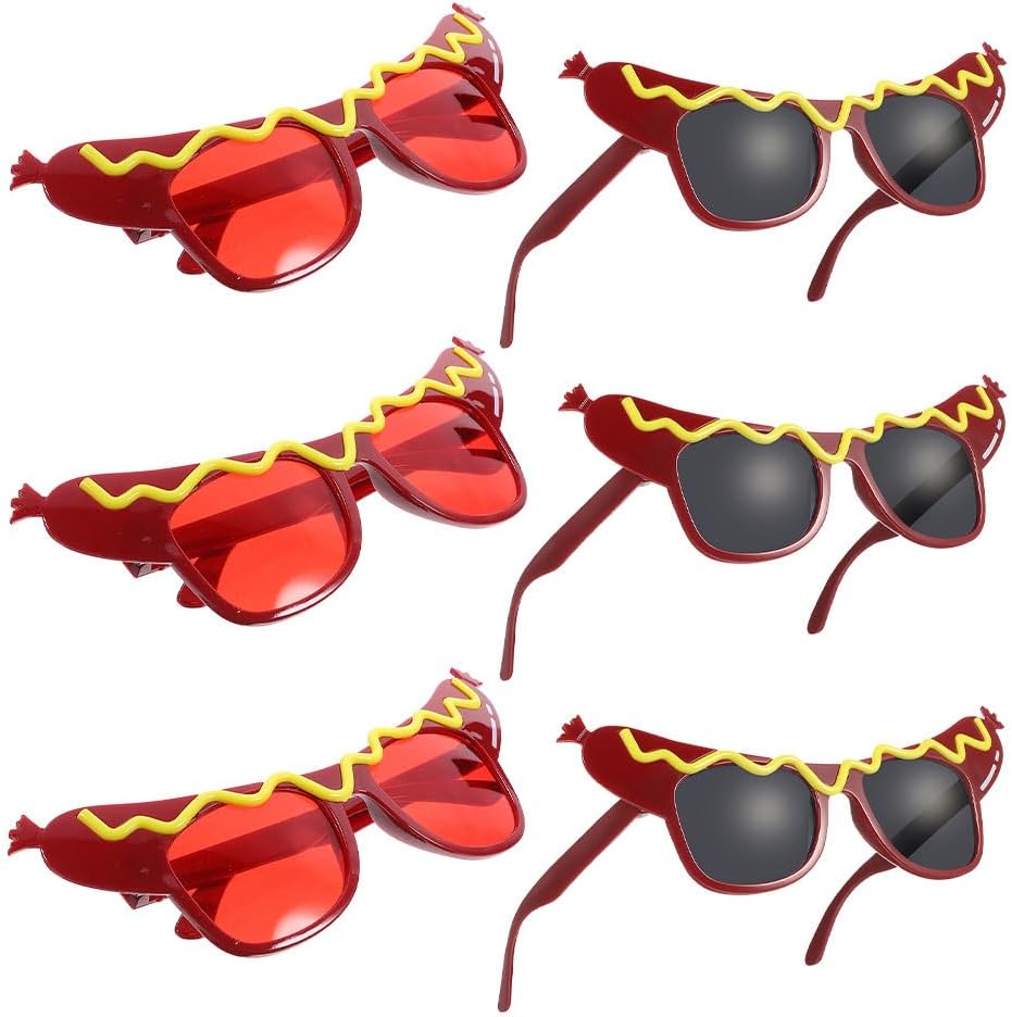 VILLCASE 6 Pack Hot Dog Glasses, Funny Novelty Party Eyewear for Adults