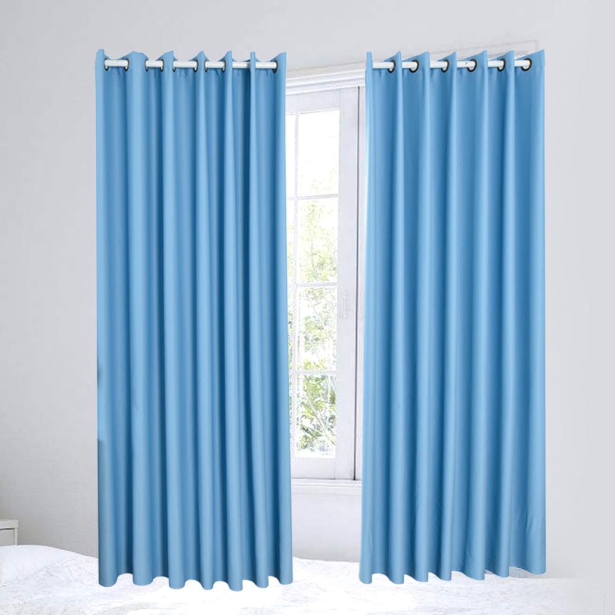SHINEOFI 2 Stück Verdunkelungsvorhang Blau Dekorativer Vorhang aus Polyester Pack Lichtundurchlässig für Schlafzimmer und Zuhause