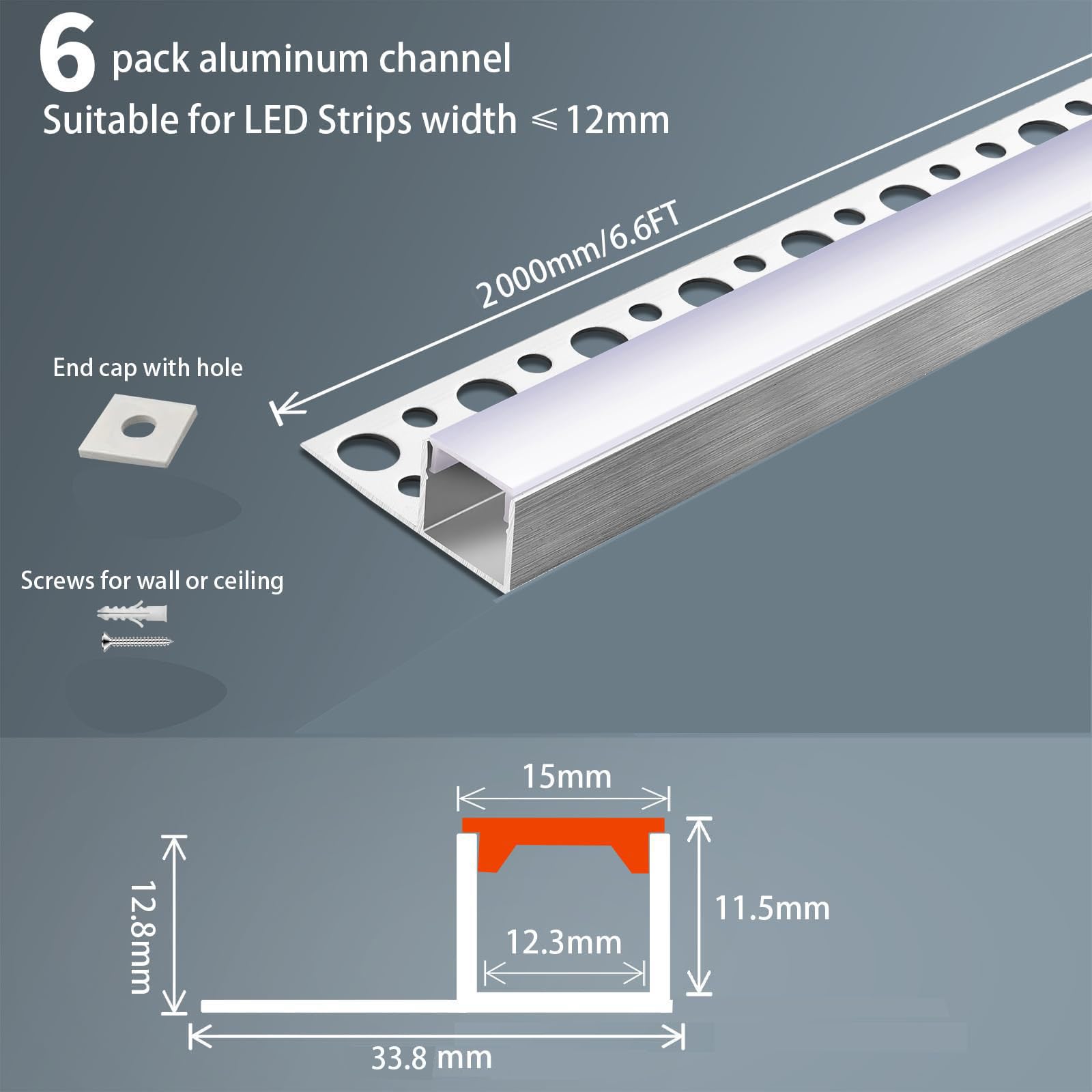 LED Strip Channel - 6 Pack Aluminum Lighting -3