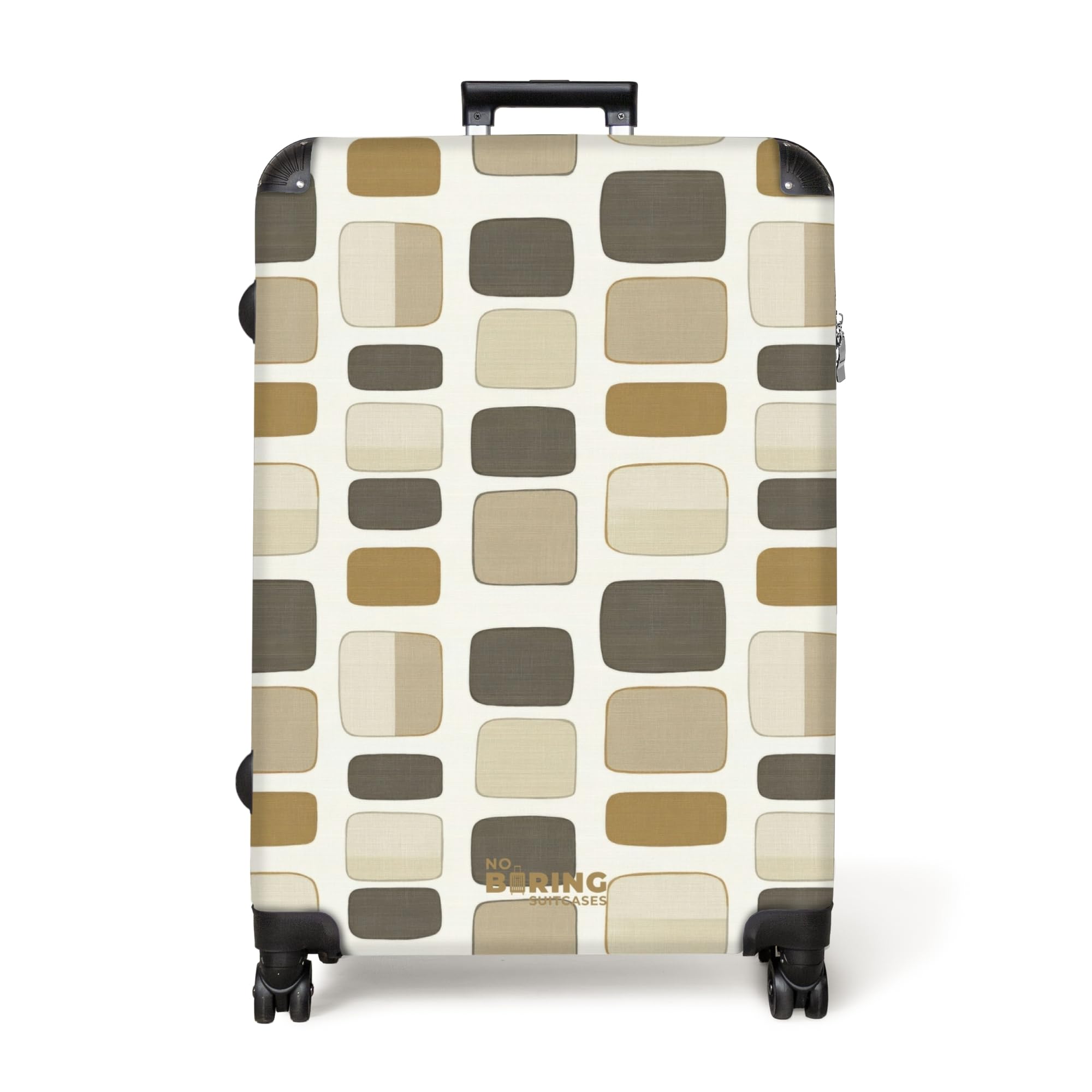 NoBoringSuitcases© Valigia Grande Trolley Da Stiva Viaggio Rigida Leggera | 77x51.5x28 cm - Ruote Valigie Bagaglio Suitcase Large XL Luggage Blocchi - Vintage - Grigio