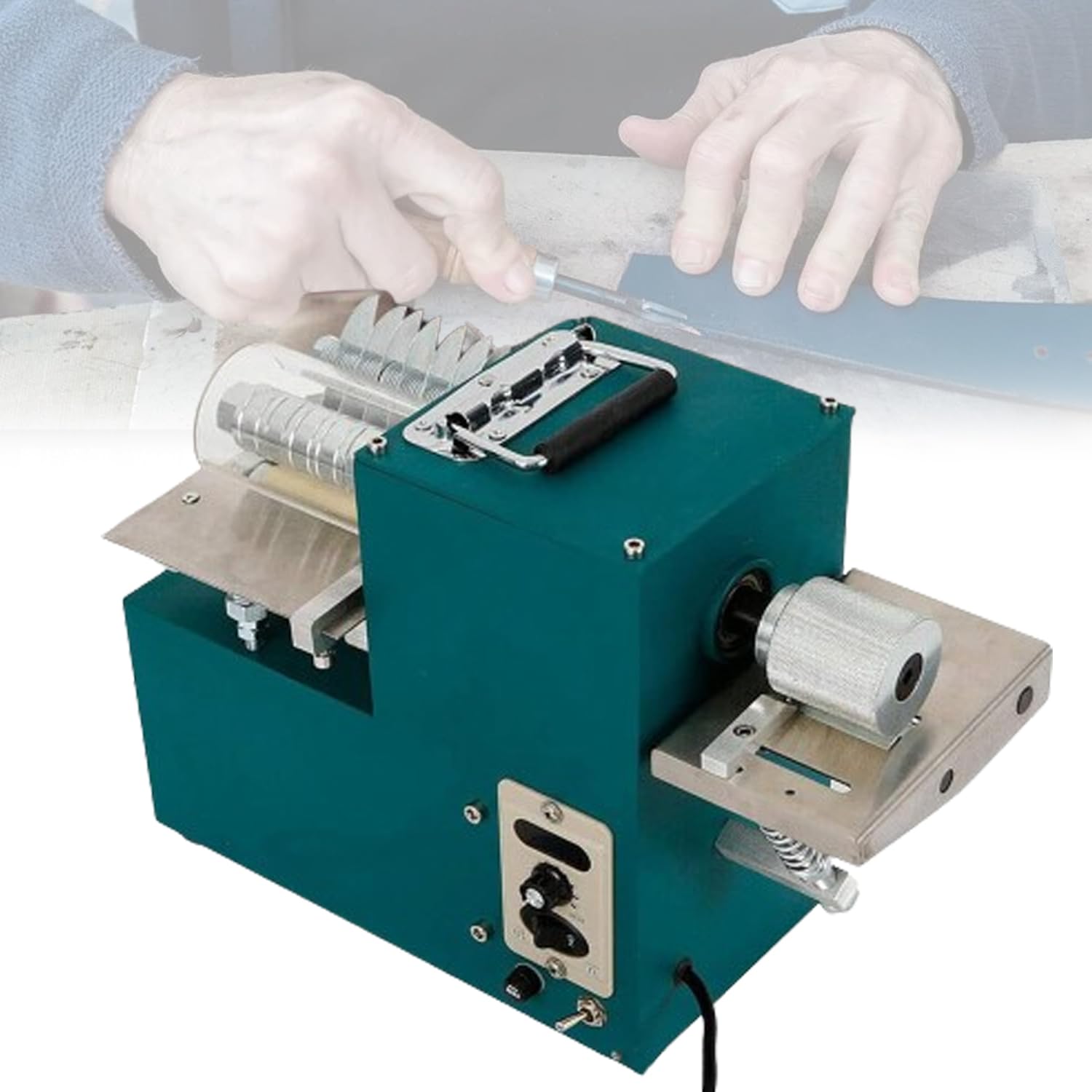 JKJZSALJ 40W Leather Strip Belt Cutting Machine, 1400Rpm/236In/Min Electric Leathercraft Strap Splitter, 0-80Mm Cutting Width, Thickness <3Mm