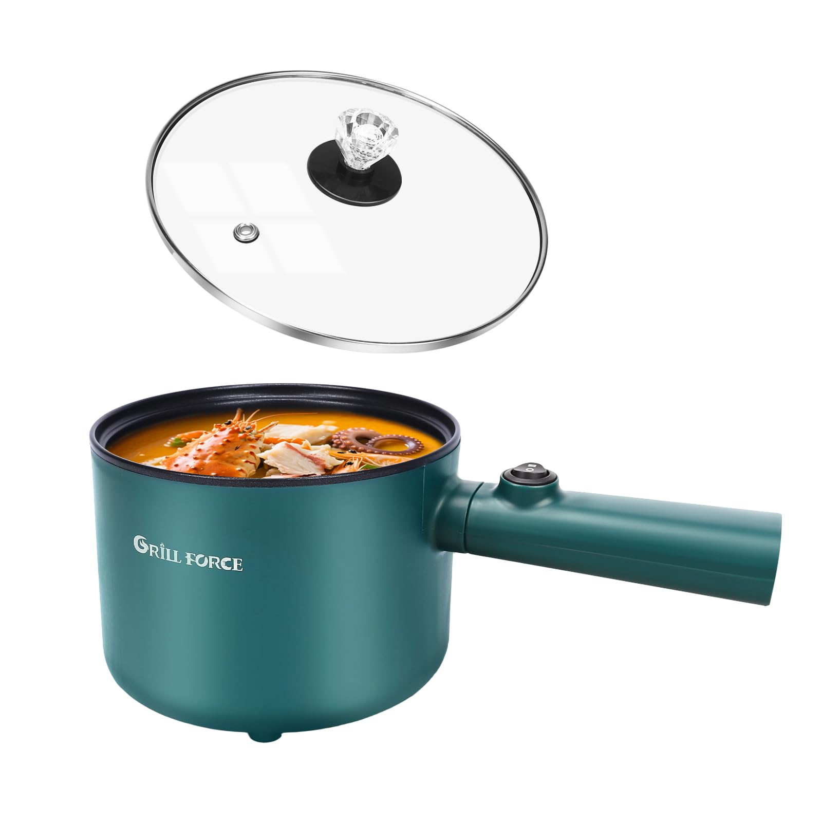 Hot Pot Electric, 1.8L Ramen Cooker, Portable Cooker, Non-Stick Frying Pan, Electric Pot for Pasta, Egg, Steak, Over-Heating Protection, Dual Power Control, Suit Dorm Room, Travel,RV,Hotel
