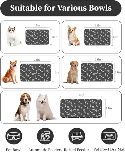 Miniatura 4 de Tapete de alimentación para mascotas, tapete absorbente de comida para perros, tapete para alimentos y agua, sin manchas, de secado rápido,