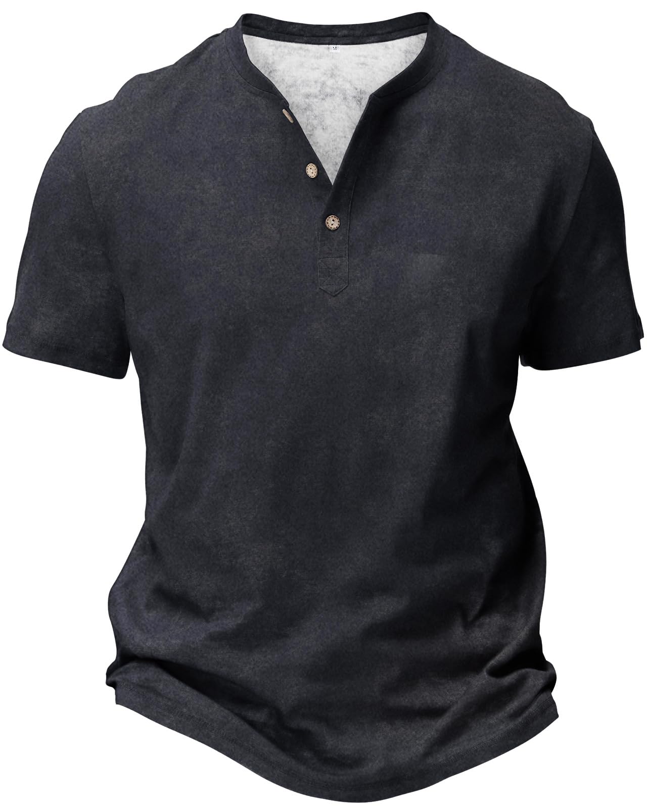 HMIYA Hemd Herren 100% Baumwolle Vintage Henley Shirt Kurzarm T-Shirts für Herren Sommerhemd Beiläufig Männer