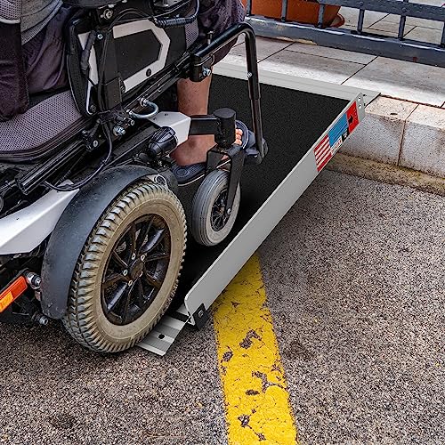 Image of WHALEMOTOR Portable Wheelchair Ramp 2FT, Anti-Slip Aluminum Folding Portable Ramp, Wheelchair Ramps for Home, Weight Capacity Up to 600 LBS, with Transition Plates Above and Below, Loading Dock Plates