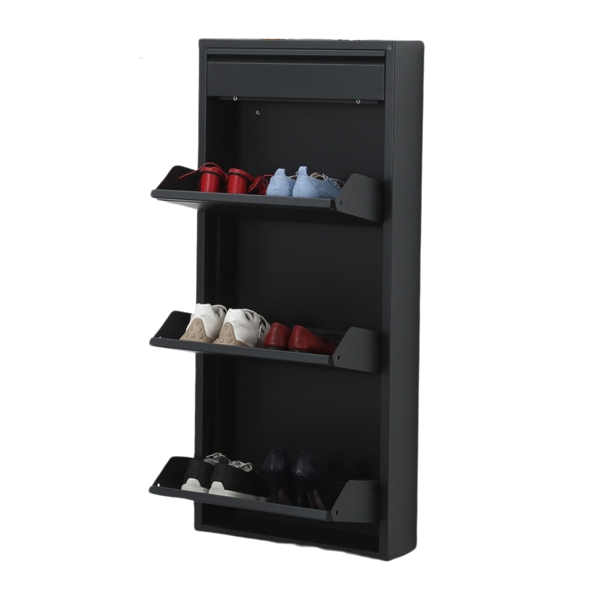 Scarpiera Stretta In Metallo Con Alette Magnetiche - Portascarpe A Parete, Per Fino A 6 Paia (Antracite) - Foto 9