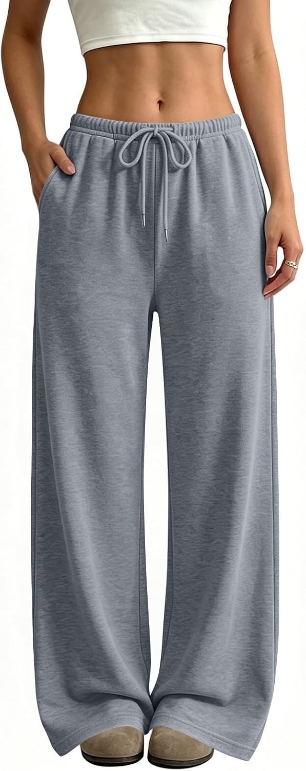 Womens Low Rise Baggy Sweatpants – Y2K Drawstring Wide Leg Lounge