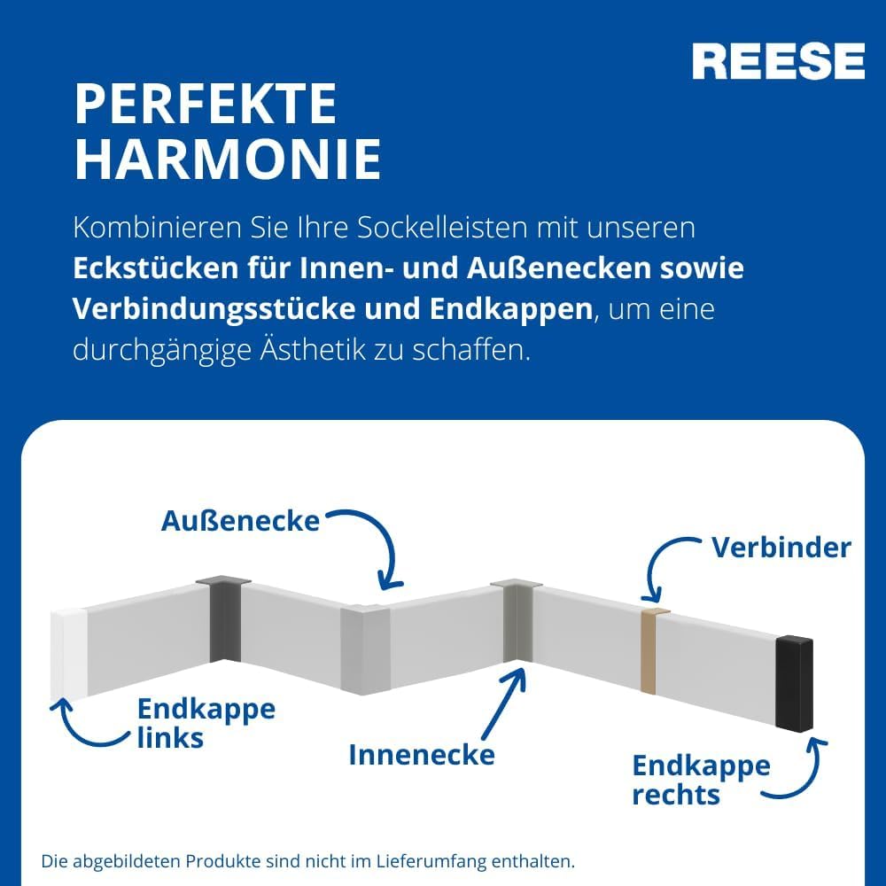 REESE | Sockelleisten | MDF Holz-Optik Eiche foliert | Weimarer Profil (gerade) - (150mm, 5 Stück / 11,5lfm)