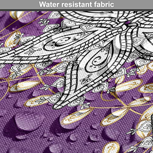 Image of Ambesonne Mauve Fabric by The Yard, Vintage Oriental Display Moroccan Illustration Floral Petals with Details, Decorative Fabric for Upholstery and Home Accents, 1 Yard, Earth Yellow Purple