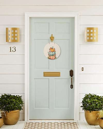 Miniatura 3 de Letrero de bienvenida para decoración de puerta delantera, diseño floral de calabaza de Acción de Gracias, coronas de 10 pulgadas, decoración