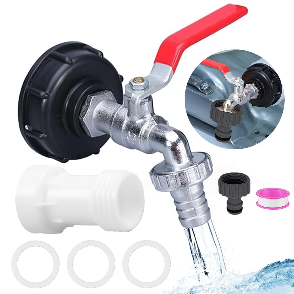 Rubinetto Di Scarico Per IBC 1000L, Ottone 1/2 Pollice, Con Adattatore S60x6 E Guarnizioni - 5