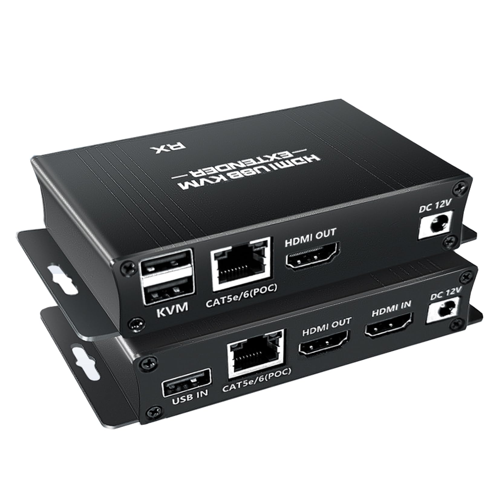 HDMI USB KVM Extender Kit 1080P, BolAAzuL 50M HDMI KVM USB Extender Balun Over RJ45 Cat5e/6 Network Cable with Loop Out & POC Function, Lossless Trans Flexible Distance
