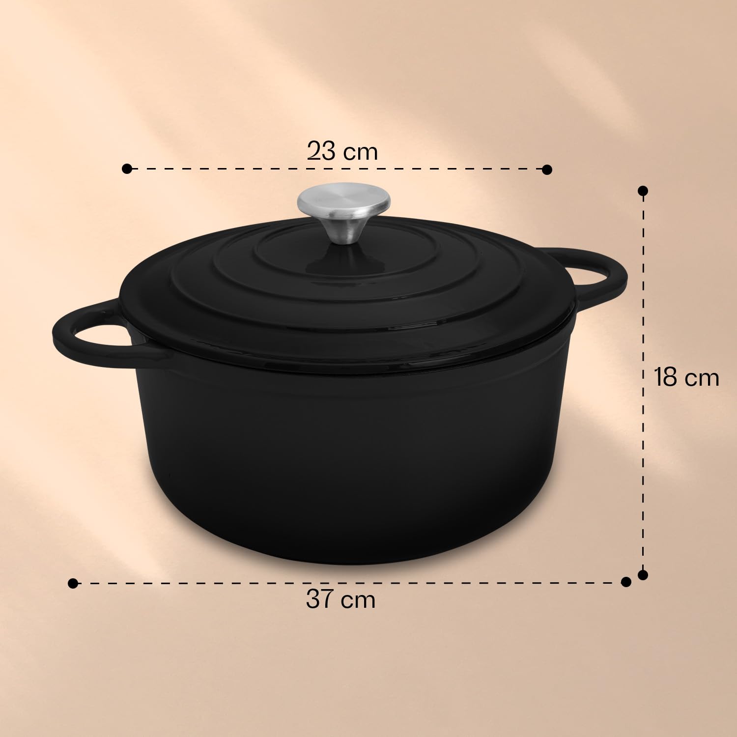 Casseruola in ghisa con coperchio da 4 l, pentola per esterni, pentola resistente al forno, casseruola in ghisa smaltata, impermeabile, forno olandese ad induzione
