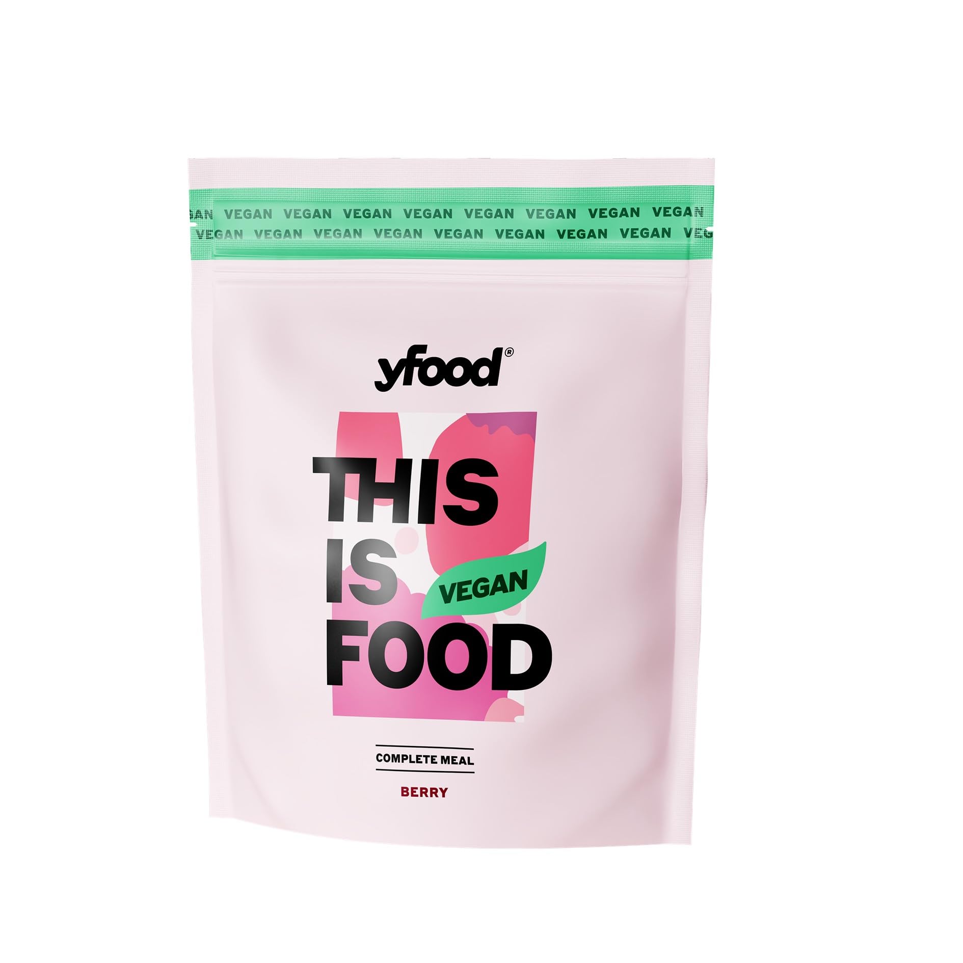 yfood Poudre végétalienne Berry, délicieux repas à boire pour les déplacements, en poudre, 25 g de protéines, 12 repas, 26 vitamines et minéraux, goût baie (végétalien)
