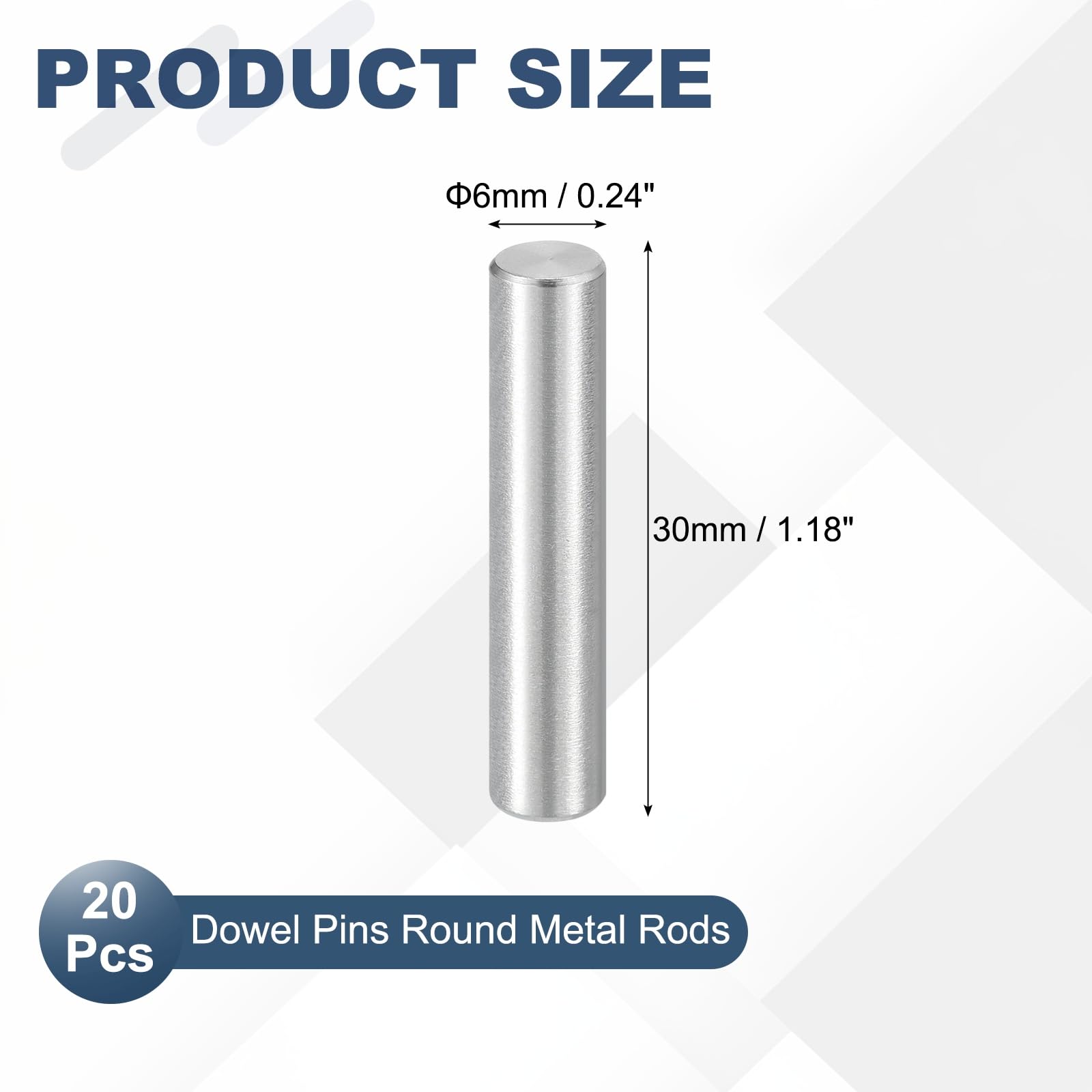 PATIKIL 20 Pcs Spinotti In Acciaio Inossidabile 316 Marine Grade, 6mm x 30mm Barre Metalliche Tonde Aste Lineari Per Supporti Mensole Fai Da Te Ingranaggi Artigianato