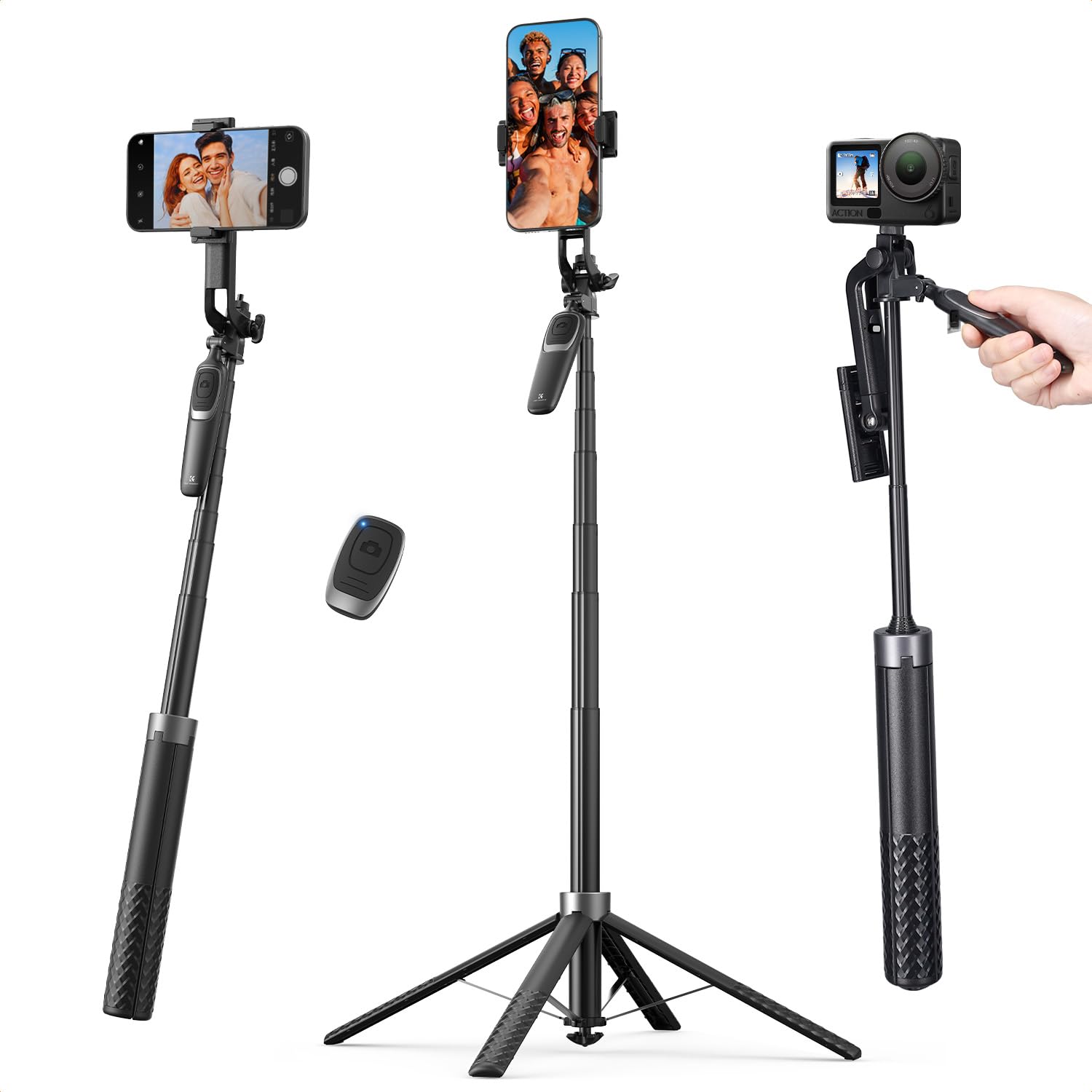 K&F CONCEPT 177cm 自撮り棒 スマホ 4脚 ジンバルハンドル付き…
