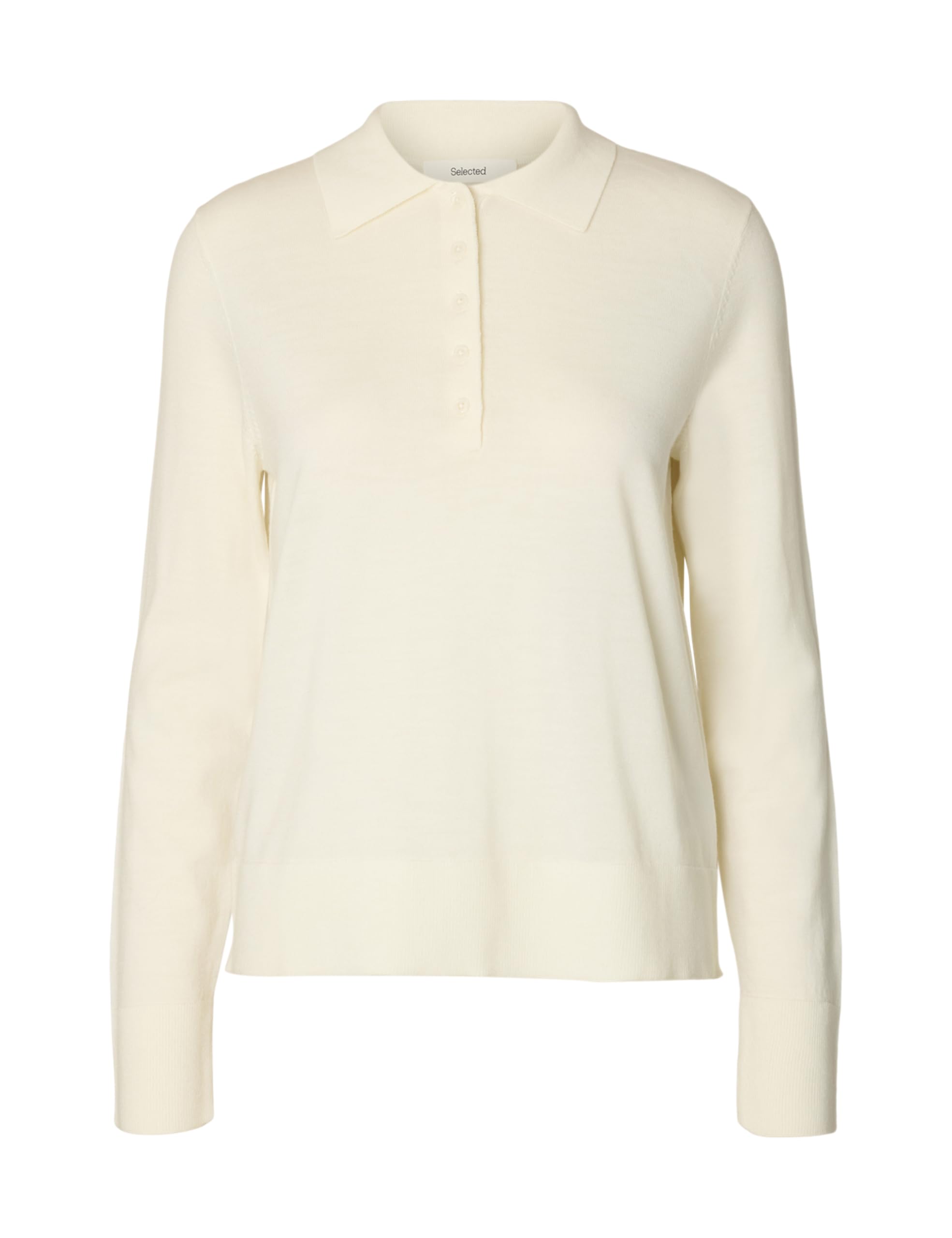Slfthea Ls Knit Merino Collar Neck Noos, Egret, M