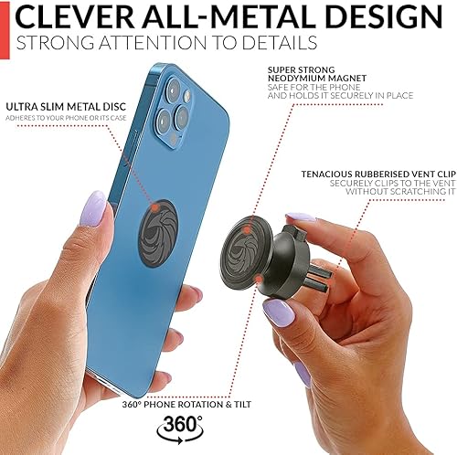 Miniatura 4 de Soporte magnético para teléfono celular 2024 para ventilación de automóvil totalmente metálico- para cualquier teléfono inteligente (iPhone,