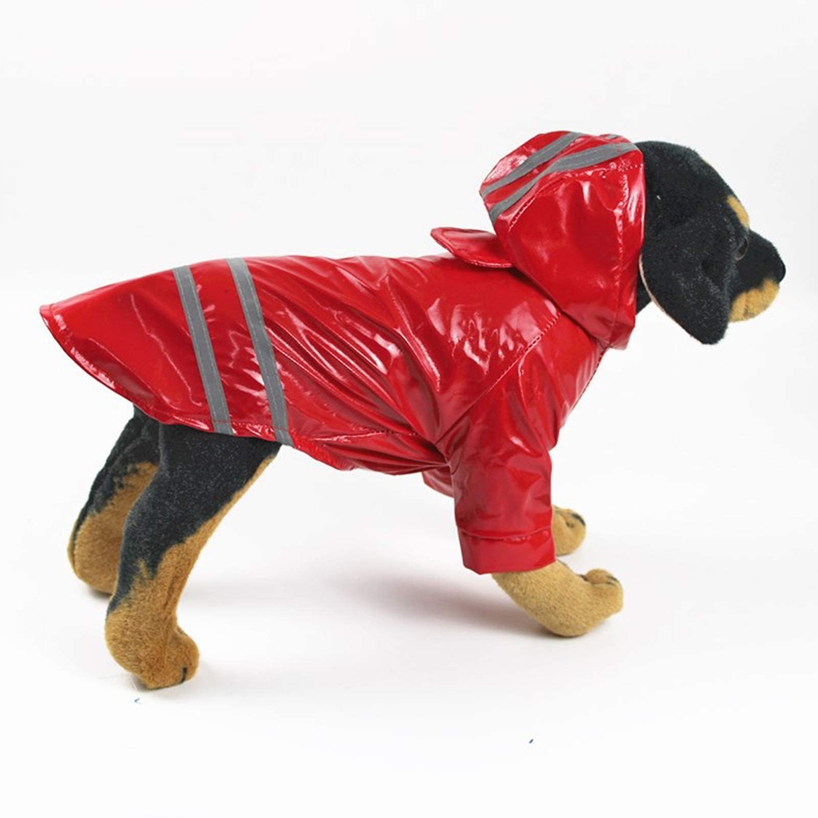 CJCSM Impermeabile per Cani, Cappotto per Cani da Compagnia Alto Impermeabile e Traspirante con Cappuccio, Impermeabile Leggero con Catarifrangenti Cani di Piccola e Media Taglia (Blu,) (Red M)