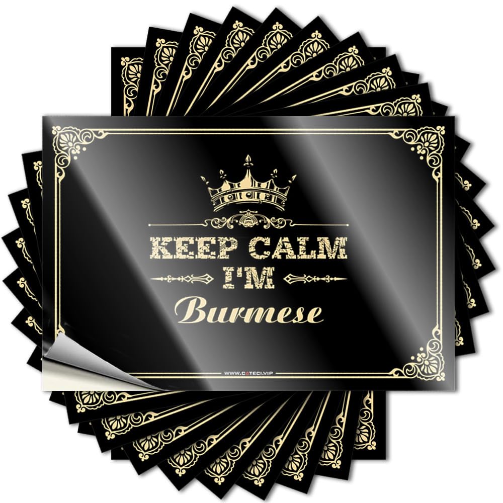 Keep Calm I'm Burmese Decal Housewarming Self Adhesive | Glitter Helmet Vinyl Sticker Pack for Cruise(8X12CM)